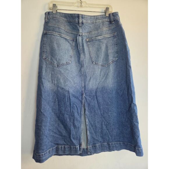 Warp + Weft "Lin" "Milan Linate" Blue Cotton Straight Denim Skirt size 14W - Picture 3 of 9